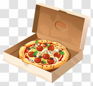 Pizza Box - Pizza In An Open Cardboard Box Transparent PNG