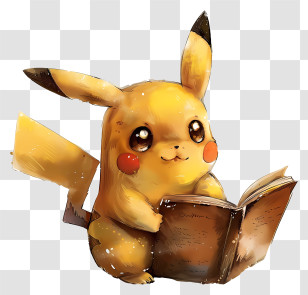 Pikachu - Pikachu Reading A Book Illustration Transparent PNG