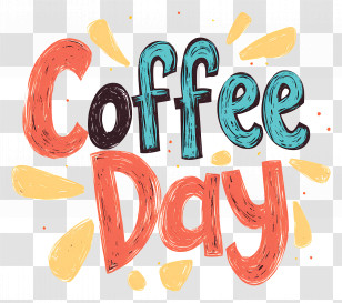 Coffee Day - Creative Coffee Day Lettering Design Transparent PNG