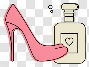Pink High Heel Shoe - Pink High Heel And Perfume Bottle Transparent PNG