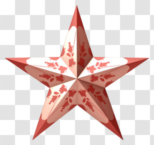 Red Star - Decorative Red Paper Star With Floral Pattern Transparent PNG