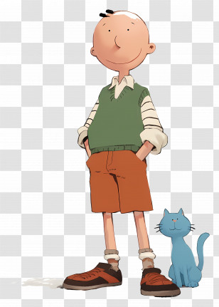 Peter Bagge - Boy And Blue Cat Cartoon Illustration Transparent PNG