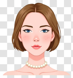 Woman Face - Woman With Pearl Necklace Illustration Transparent PNG
