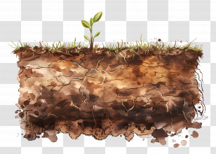Soil Land - Soil Layers With Growing Plant Illustration Transparent PNG