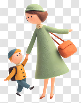 Mother Dropping Son At School - Mother And Child Transparent PNG