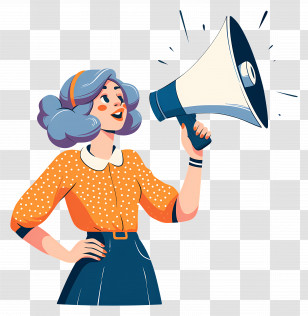 Promoting Girl - Woman Shouting With Megaphone Transparent PNG