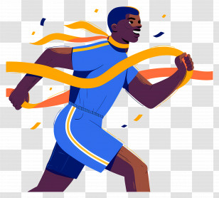 Man Crossing Finish Line - Runner In Blue Crossing Finish Line Transparent PNG