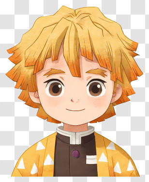 Zenitsu Agatsuma - Yellow-haired Anime Boy Portrait Transparent PNG