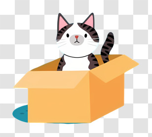 Black Cat - Cute Cat In A Cardboard Box Transparent PNG