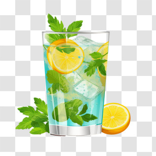 Lemonade Drink - Refreshing Glass Of Lemon Water With Mint Leaves Transparent PNG