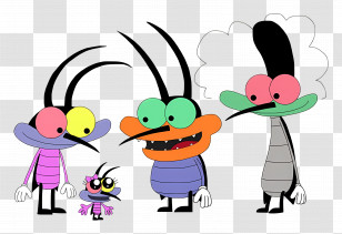Oggy And The Cockroaches - Cartoon Insect Group Transparent PNG