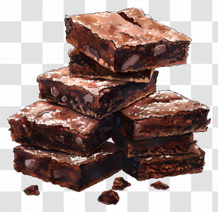 Stack Of Brownies - Fudgy Chocolate Brownie Stack Transparent PNG