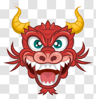 Icon - Ferocious Red Dragon Head Cartoon Illustration Transparent PNG