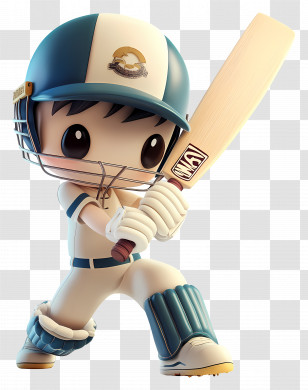 Cricket Player - Cartoon Cricketer With Bat Transparent PNG