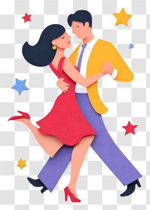 Dancing With The Stars - Dancing Couple Cartoon Illustration Transparent PNG