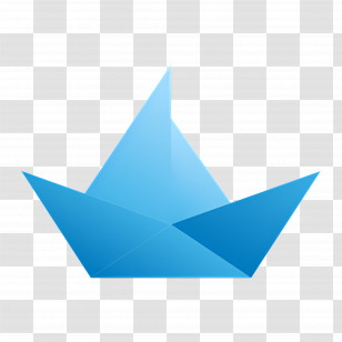 Paper Boat - Blue Origami Boat Design Transparent PNG