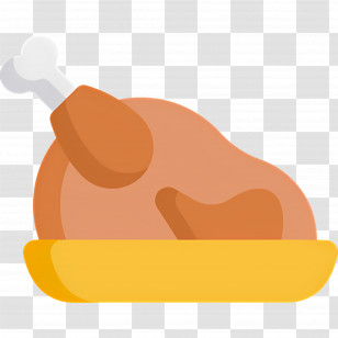 Chicken Food - Roasted Turkey On A Yellow Plate Transparent PNG