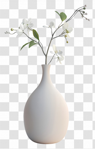 Ceramic Vase - White Flowers In A Decorative Vase Transparent PNG