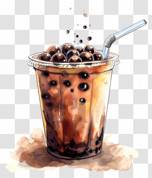Coffee Bubble Tea - Bubble Tea Cup With Tapioca Pearl Illustration Transparent PNG