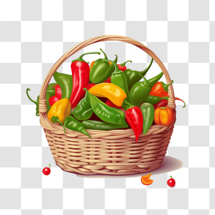 Hot Peppers
 - Basket Of Fresh Colorful Chili Peppers Transparent PNG