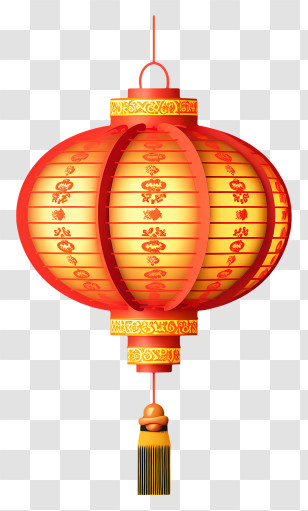 Chinese Lantern - Traditional Red And Gold Chinese Lantern Transparent PNG