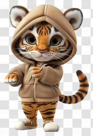 3d Tiger - Cute Tiger In A Hoodie Transparent PNG