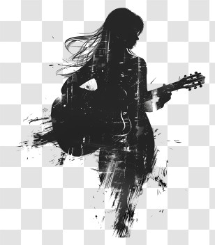 Guitar Player - Abstract Woman Playing Guitar Silhouette Illustration Transparent PNG