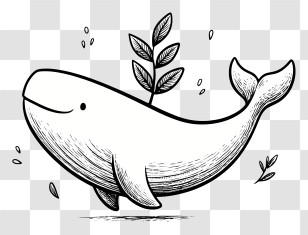 Whale Outline - Whale Cartoon Illustration Transparent PNG