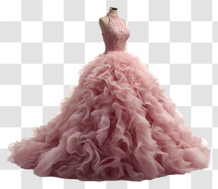 Prom Dress - Elegant Pink Ruffled Dress Transparent PNG