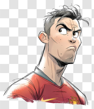 Funny Cristiano Ronaldo Sketch - Intense Soccer Player Sketch Transparent PNG