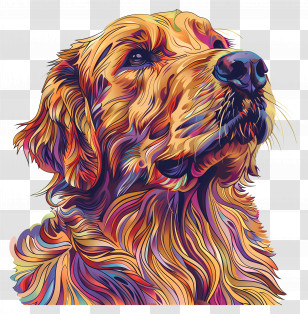 Golden Retriever Dog - Colorful Dog Illustration With Bold Artistic Patterns Transparent PNG