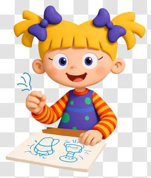 Rugrats Thinking - Happy Girl Drawing Cartoons Transparent PNG