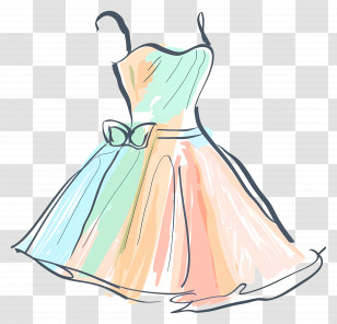 Fashion Dress - Colorful Dress Design Sketch Transparent PNG