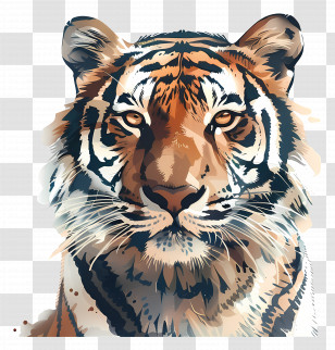 Tiger - Majestic Realistic Tiger Portrait Transparent PNG