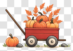 Pumpkin Wagon - Wooden Wagon Full Of Pumpkins Transparent PNG