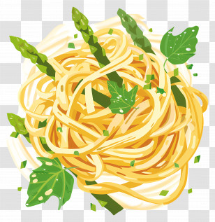 Plate Of Spaghetti With Asparagus - Spaghetti With Asparagus And Herbs Transparent PNG