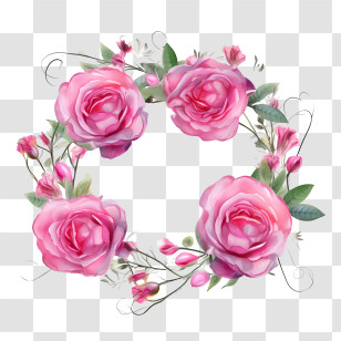Rose Wreath - Pink Floral Wreath Illustration Transparent PNG