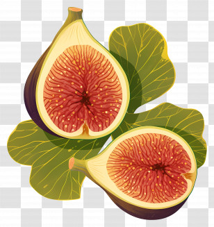 Fig Fruit - Figs With Green Leaves Illustration Transparent PNG