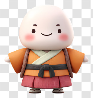 Kawaii Character - Adorable Round Monk Cartoon Character Transparent PNG