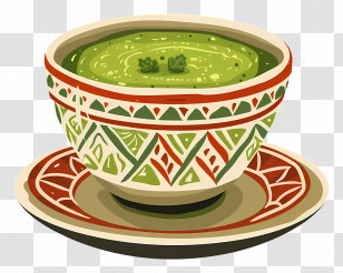 Indian Food - Green Soup In Patterned Bowl Transparent PNG