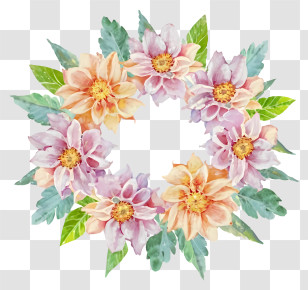 Watercolor Painting - Colorful Floral Wreath Design Transparent PNG