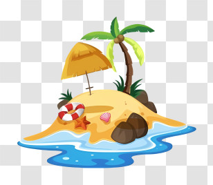 Beach - Tropical Island Illustration For Summer Escapes Transparent PNG