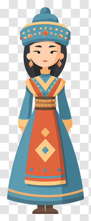 Nomad Mongol Woman - Traditional Cultural Doll In Costume Transparent PNG