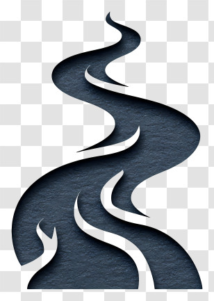 Paper Cut River - Abstract Smoke Silhouette Design Transparent PNG