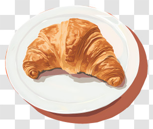 Croissant - Croissant On A Plate Design Transparent PNG