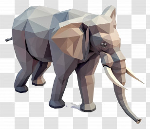 Isometric Elephant - Low-Poly Elephant Artwork Transparent PNG
