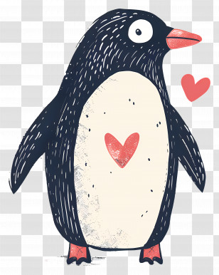 Cartoon Penguin - Cute Penguin Illustration With Heart Transparent PNG