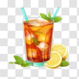 Ice Tea
 - Refreshing Glass Of Iced Tea With Lemon Transparent PNG
