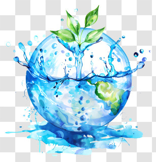 World Water Day - Illustration Of Water Splashing Around The Earth Transparent PNG
