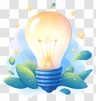 Light Bulb - Light Bulb With Leaves And Stars Transparent PNG